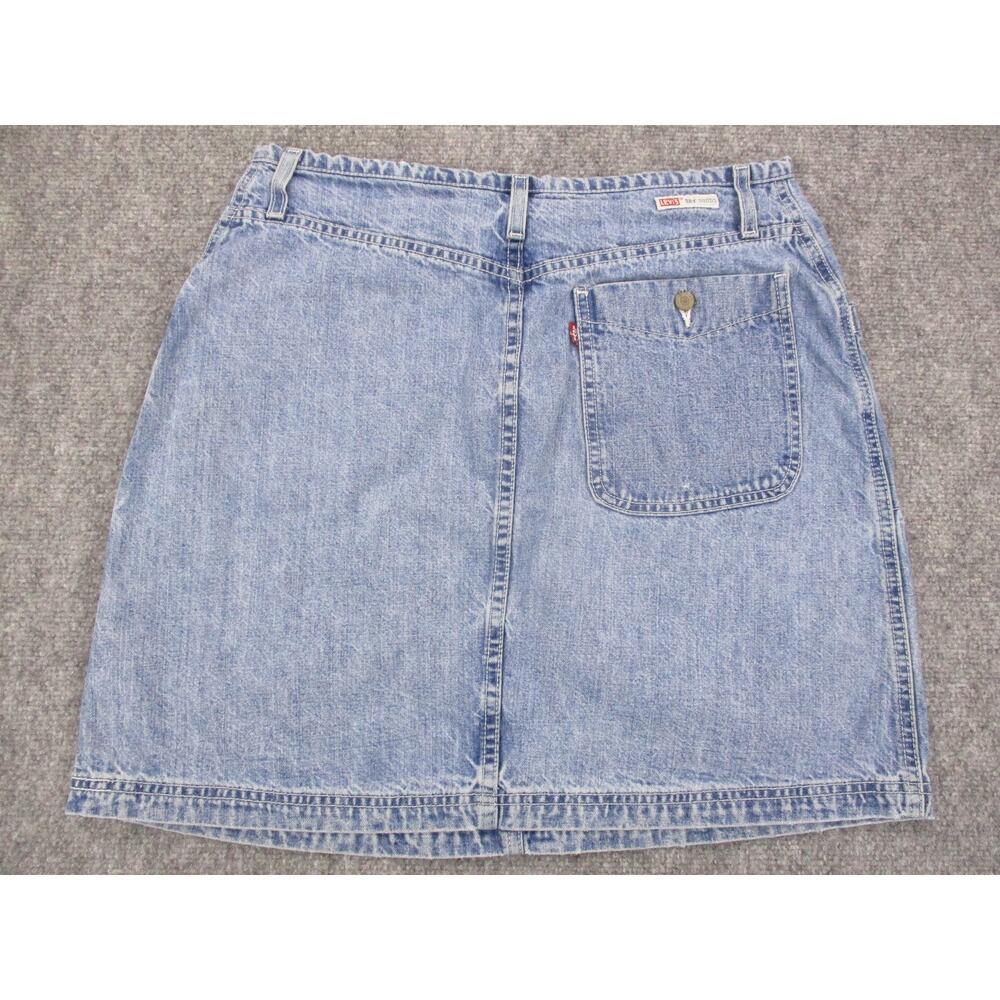 Levis Denim Skirt Womens 12 Light Wash Patch Pockets Zip Fly Vintage 90s Casual - Picture 3 of 16